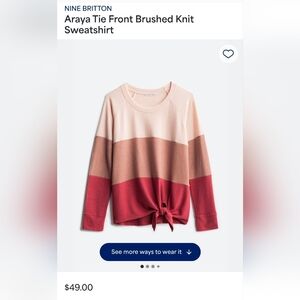 Araya Nine Britton Color Blocm Tie-Front Brushed Knit Sweatshirt